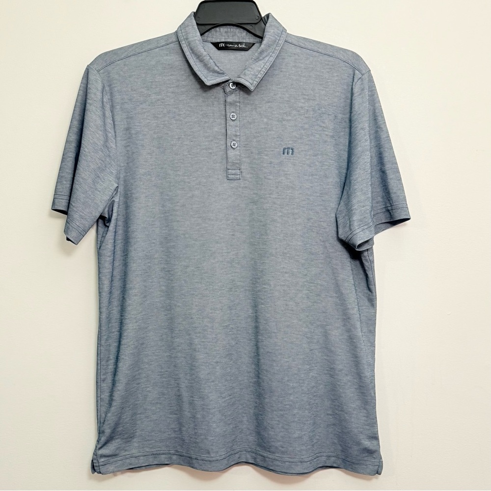 TravisMathew Men’s XL Polo Shirt Heather Blue Golf Casual Short Sleeve